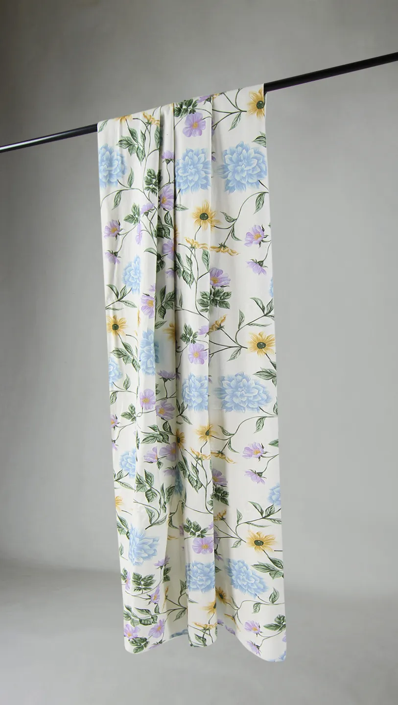 Rideaux - Rideau en coton Dahlia (bleu)