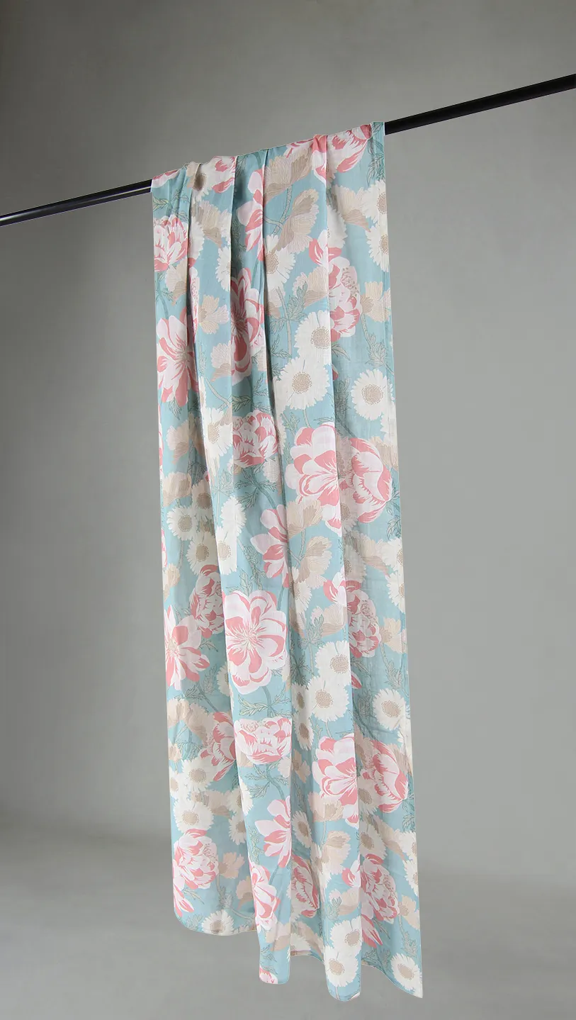 Rideaux - Rideau en coton Serena (turquoise/rose)