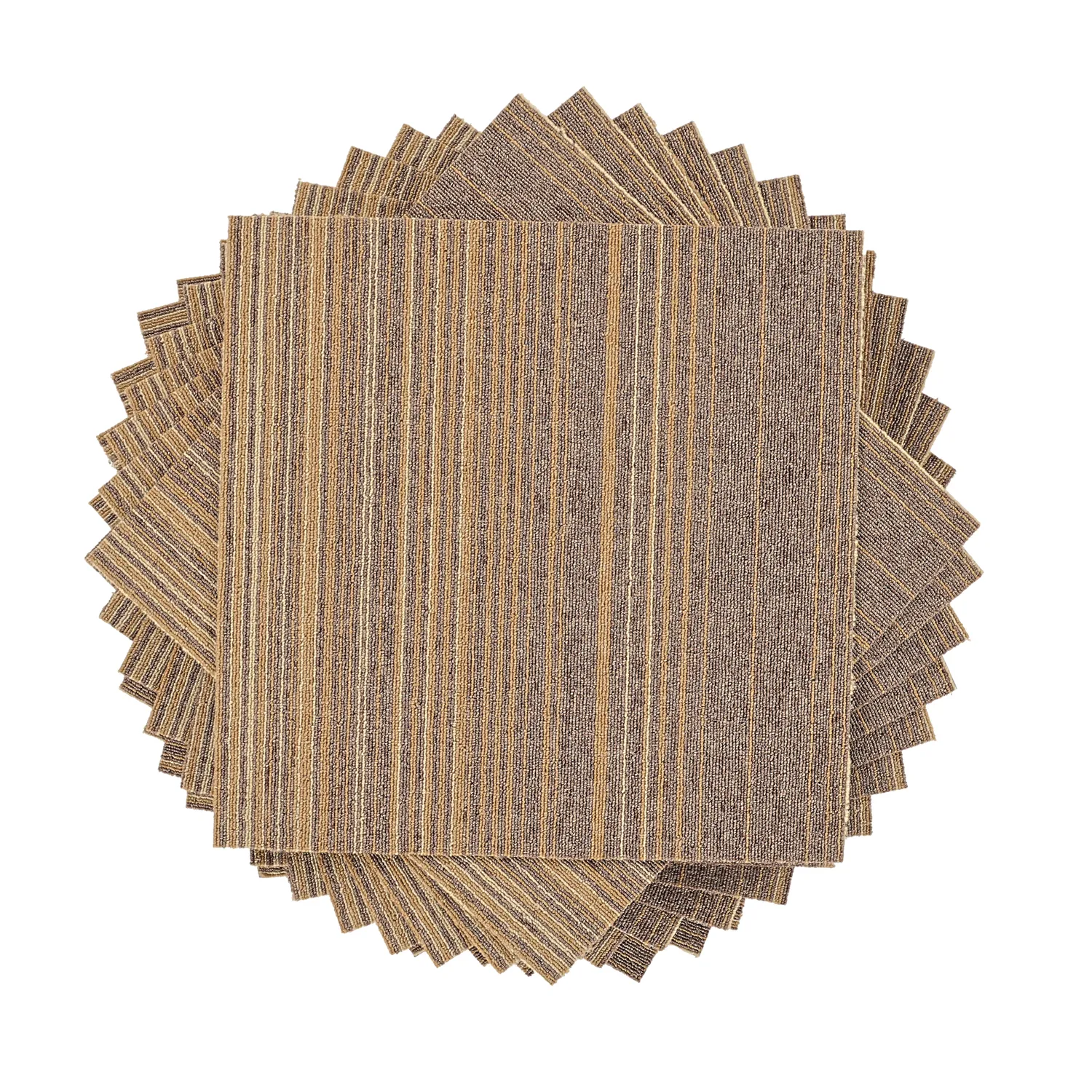 Moquette - Almeria Dalles textiles 24 unités (marron à rayures irrégulières)