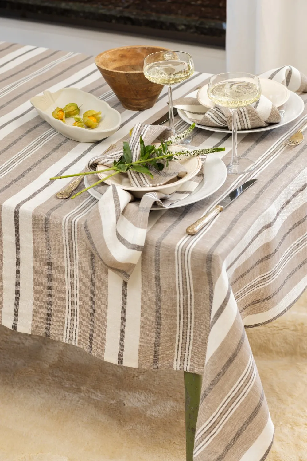 Serviettes en lin - lot de 2 Ilse (marron/multicolore)