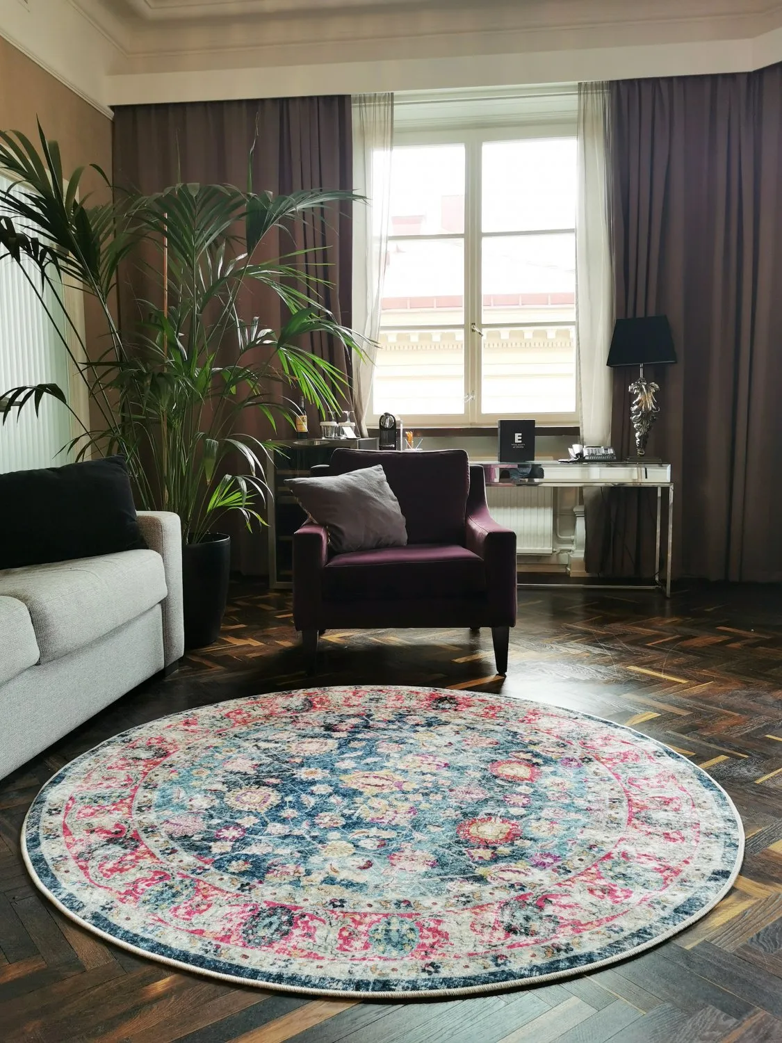 Tapis rond - Bouhjar (bleu/rose/multicolore)