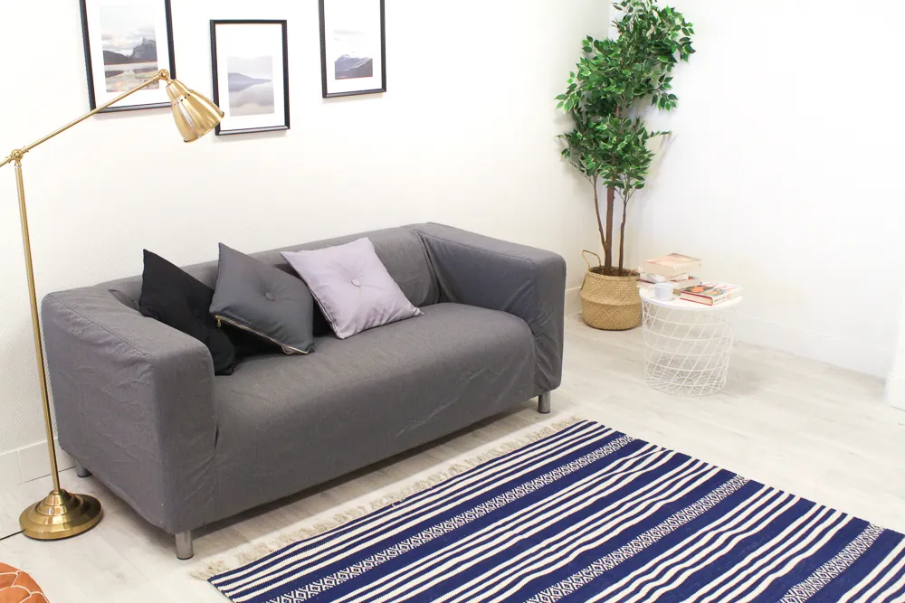Tapis en patchwork - Ystad (bleu)