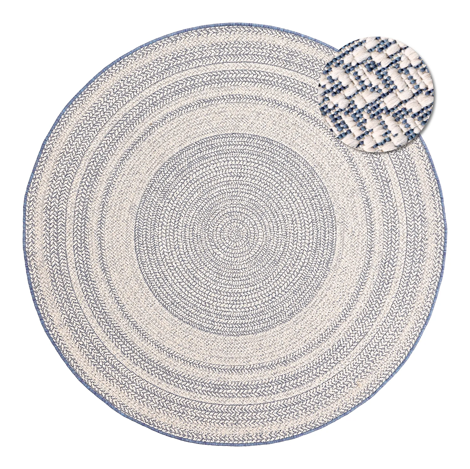 Tapis rond - Indoor/Outdoor Angus (bleu)