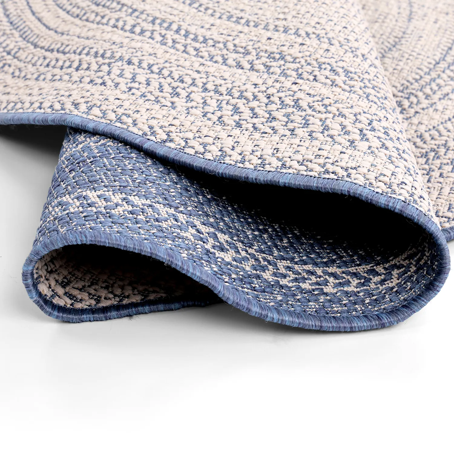 Tapis rond - Indoor/Outdoor Angus (bleu)