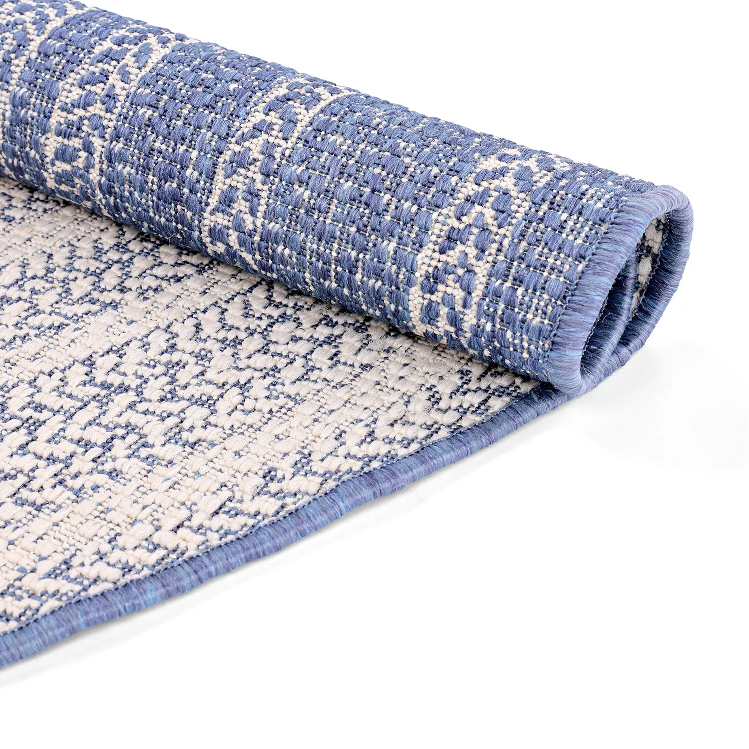 Tapis rond - Indoor/Outdoor Angus (bleu)
