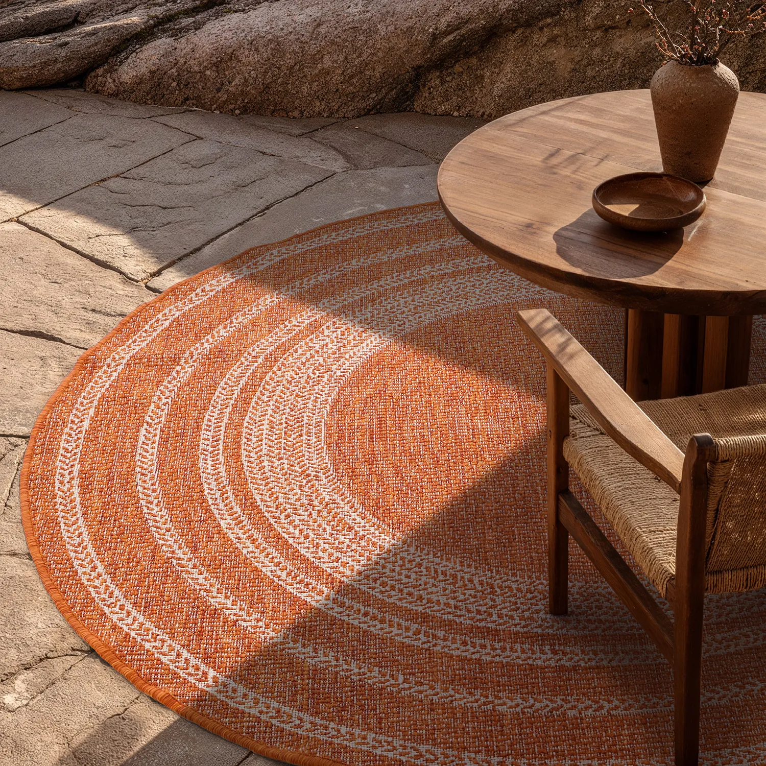 Tapis rond - Indoor/Outdoor Angus (rouge)