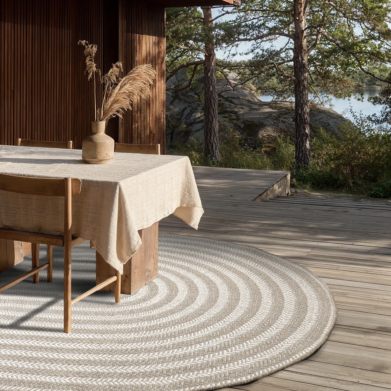 Tapis ovale - Indoor/outdoor Leander (beige)