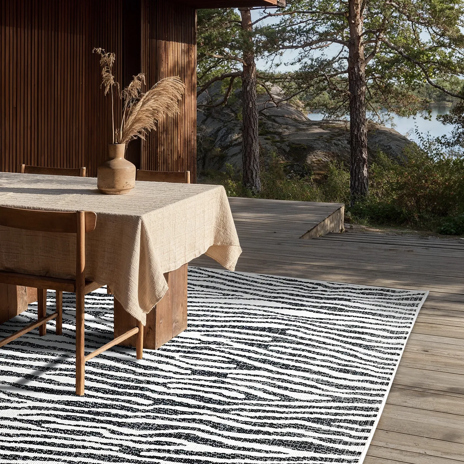 Tapis Intérieurs/Extérieurs - utomhusmatta - Vaura (noir/blanc)