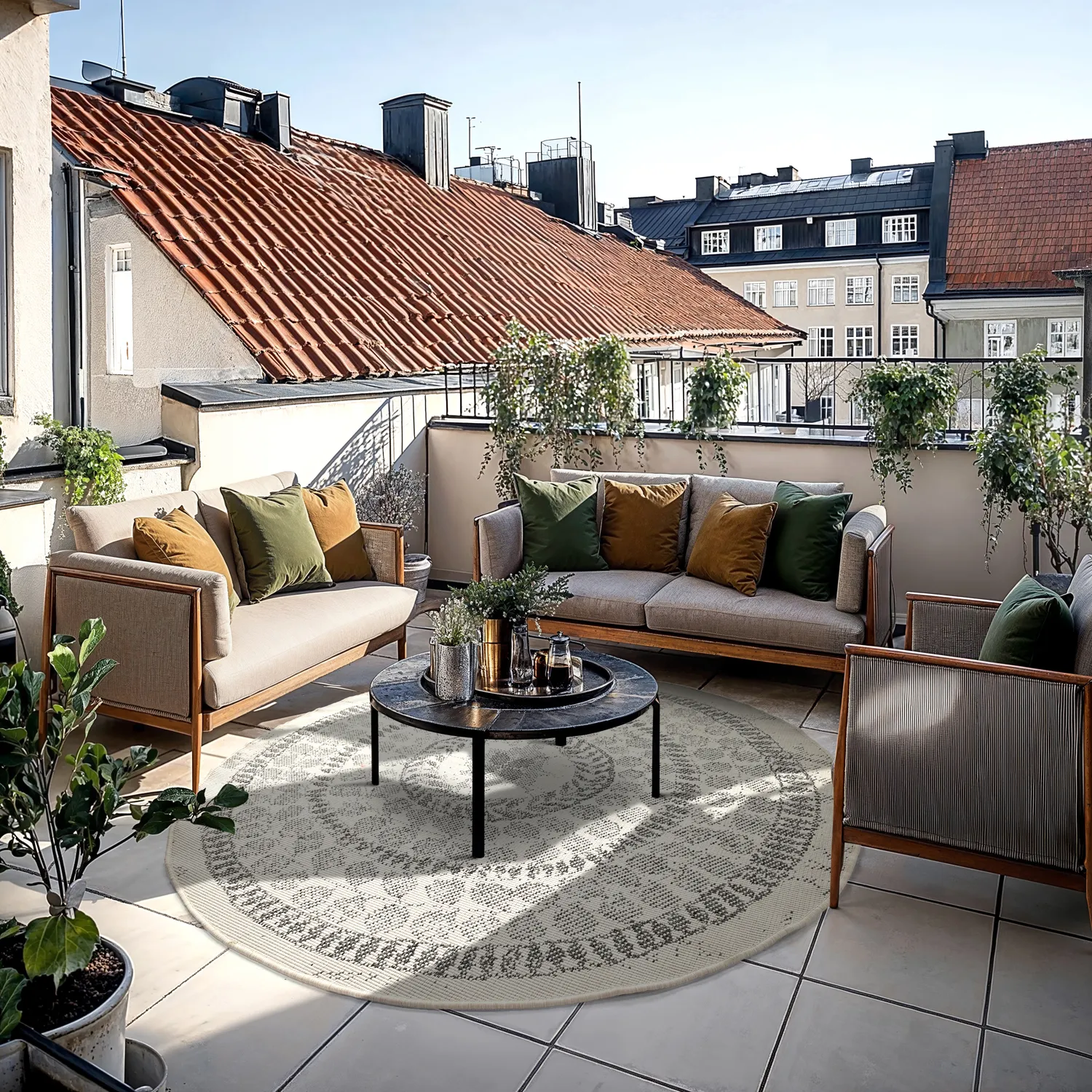 Tapis rond - Indoor/Outdoor Malcolm (gris)