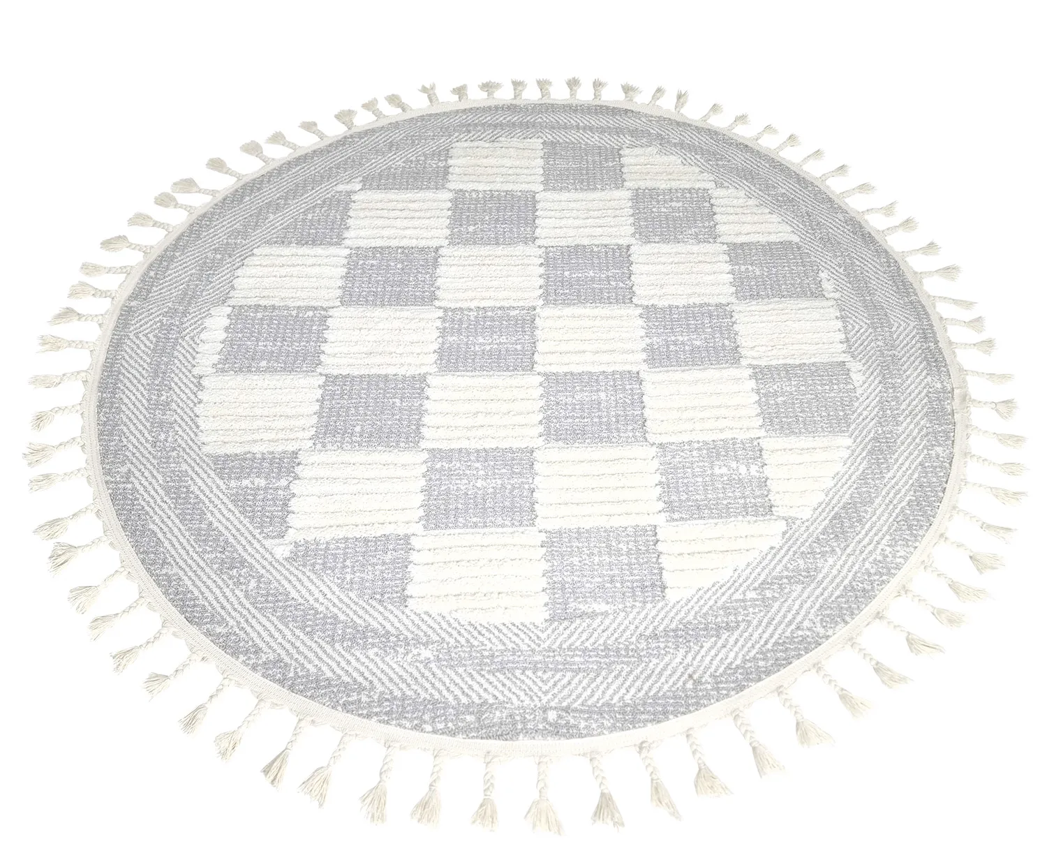 Tapis rond - Austin (gris/blanc cassé)