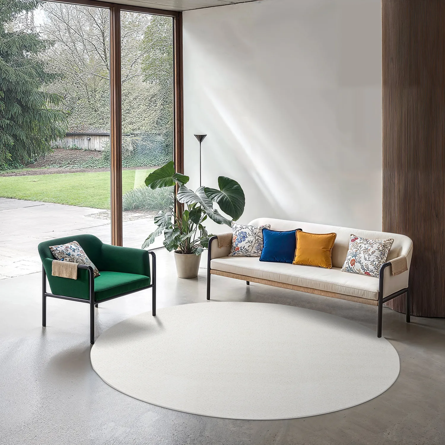 Tapis rond - Intérieur/Extérieur Baldwin (crème)