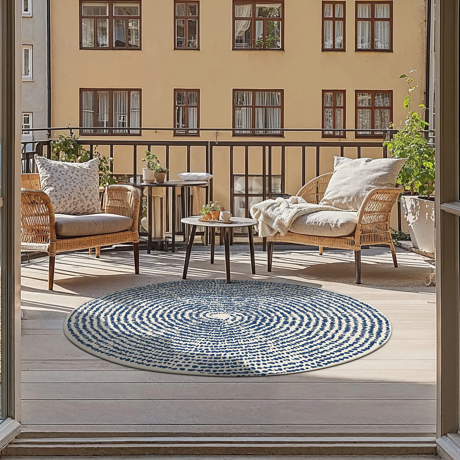 Tapis rond - Brussels Swirl (bleu)