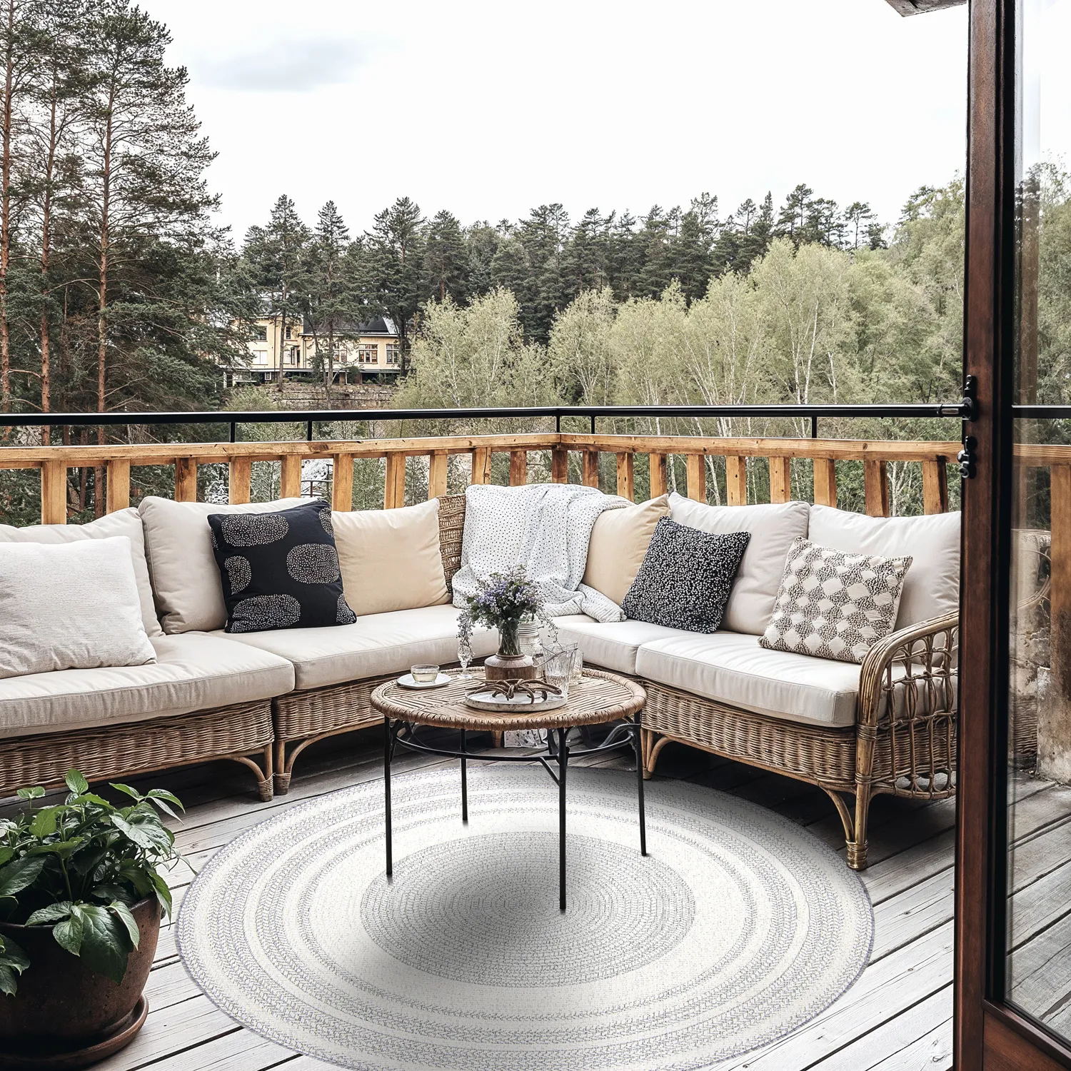 Tapis rond - Indoor/Outdoor Angus (gris)
