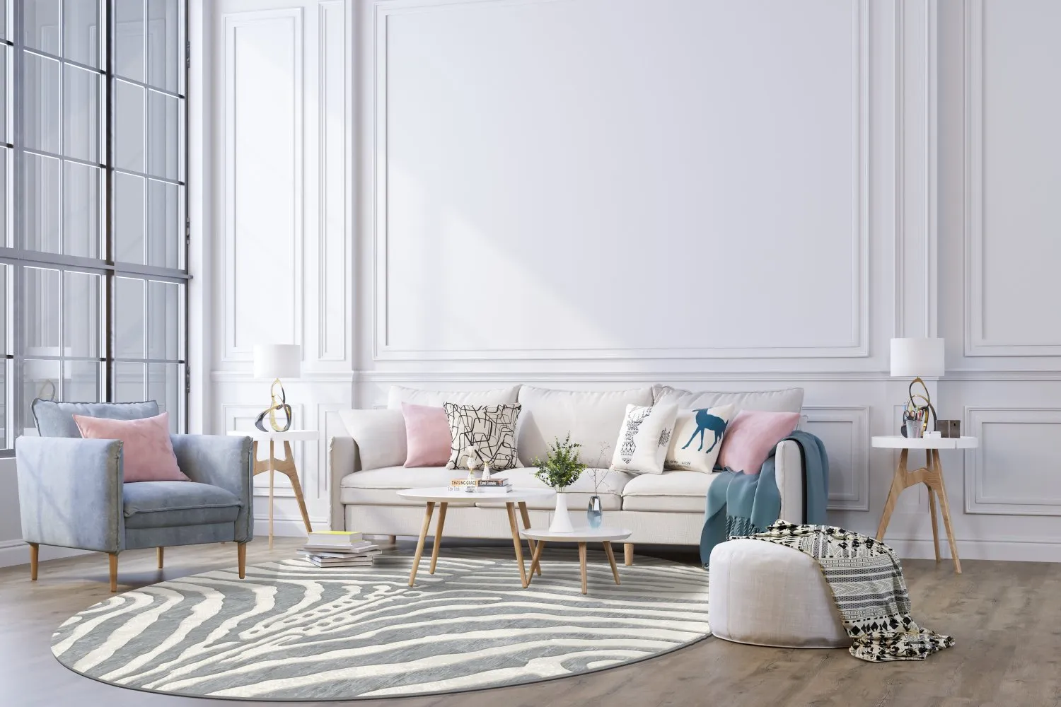 Tapis rond - Zèbre