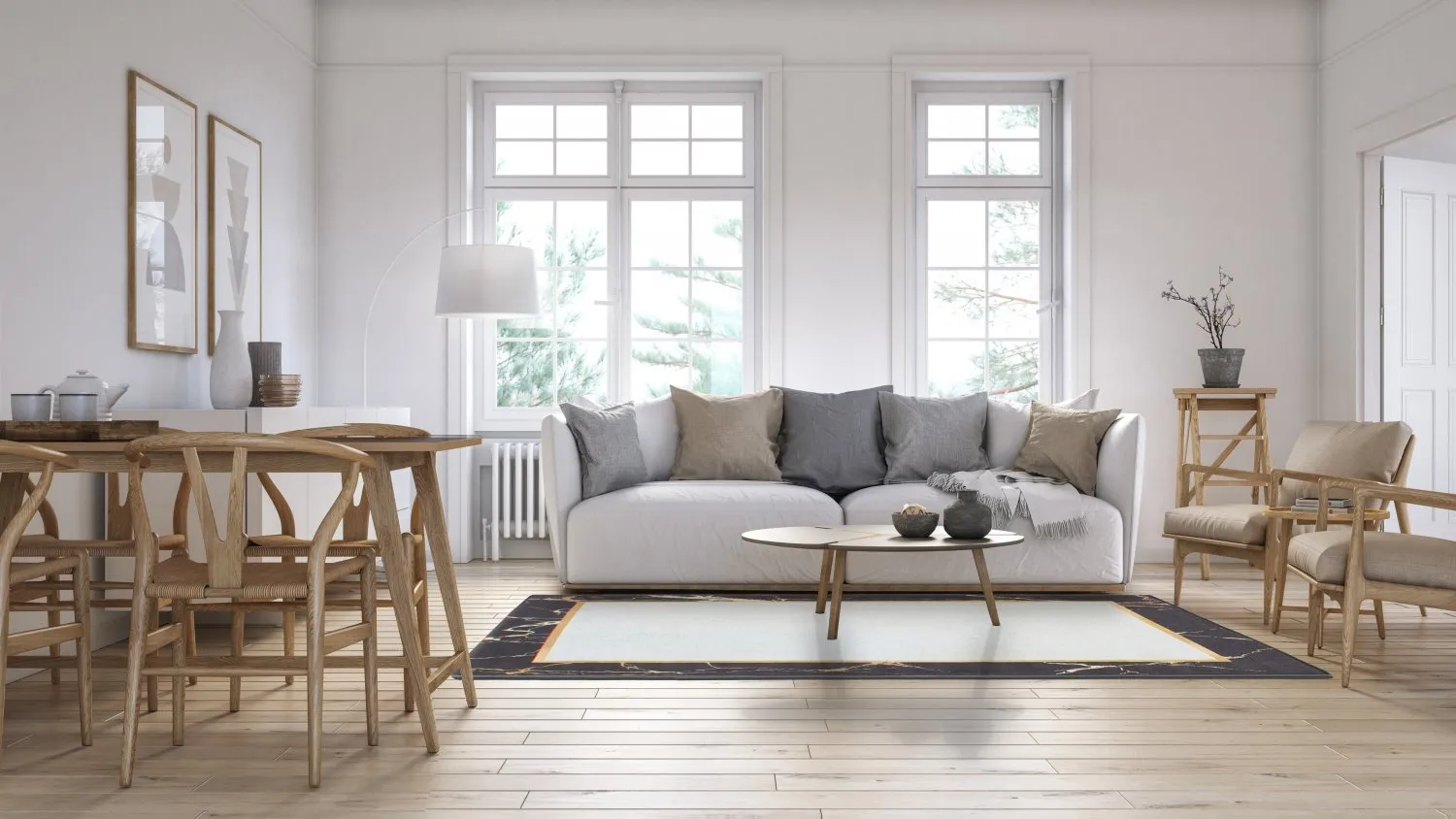 Tapis Wilton - Cerasia (noir/blanc/doré)