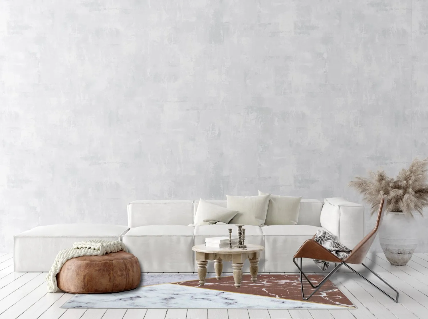 Tapis Wilton - Savino (gris/blanc/marron)