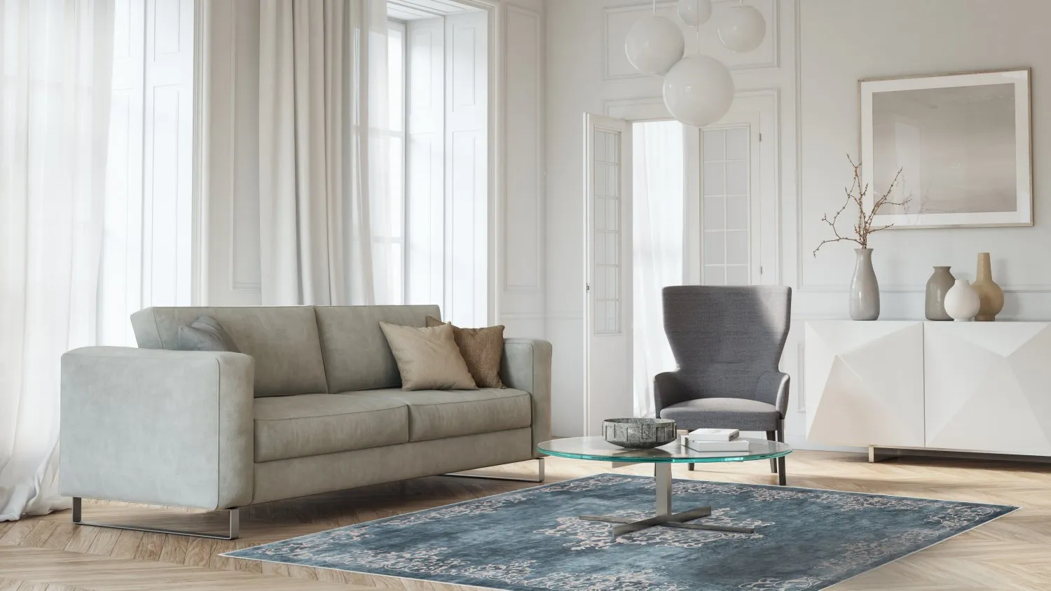 Tapis Wilton - Santi (bleu/beige)