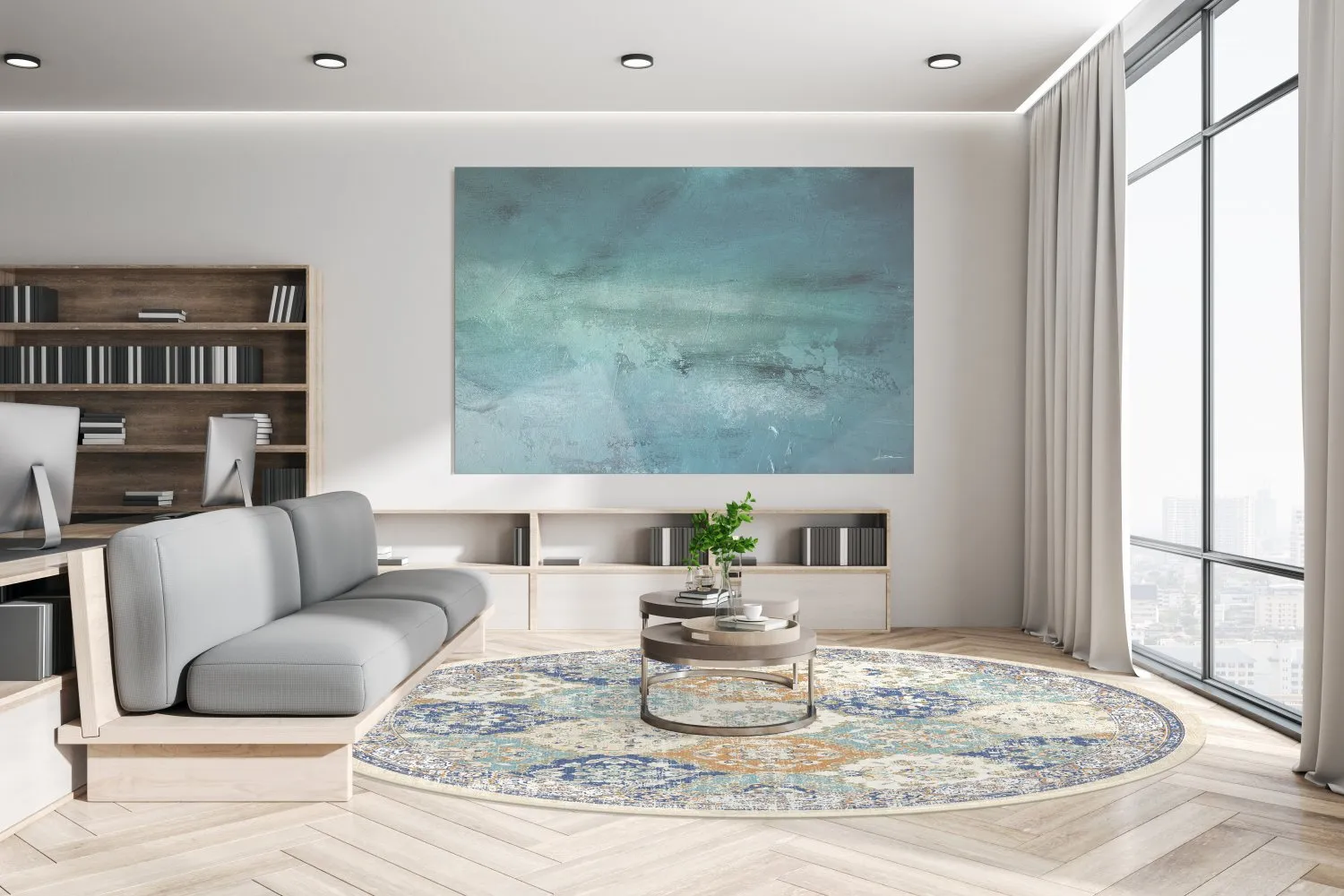 Tapis rond - Bohème (bleu/multicolore)
