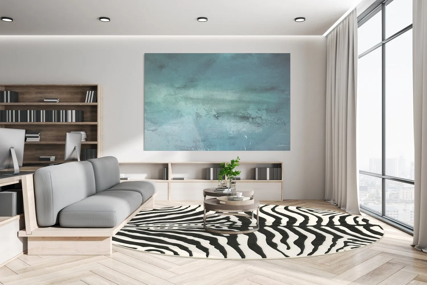 Tapis rond - Zebra (noir/blanc)