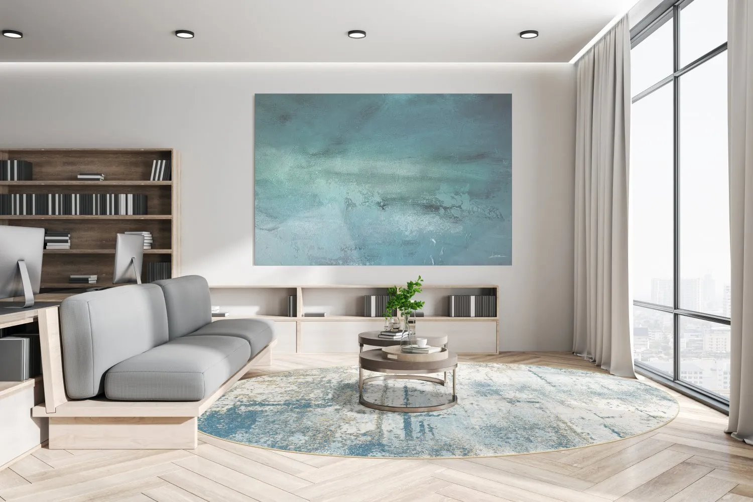 Tapis rond - Kebira (bleu)
