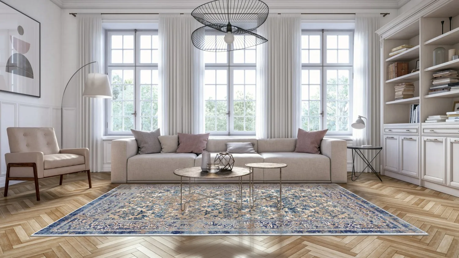 Tapis Wilton - Denizli (bleu)