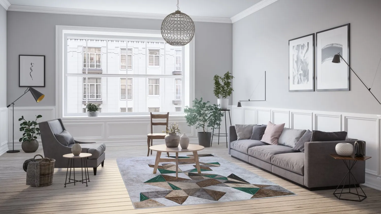 Tapis Wilton - Feres (gris/beige/multicolore)