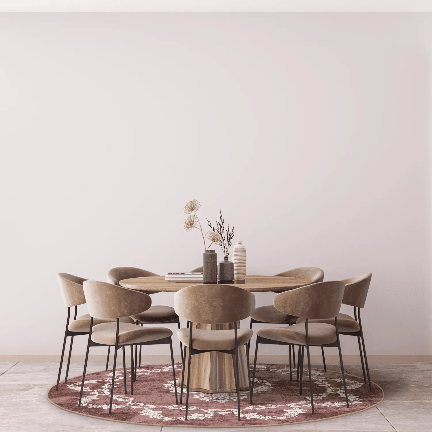 Tapis rond - Taknis (rouge)