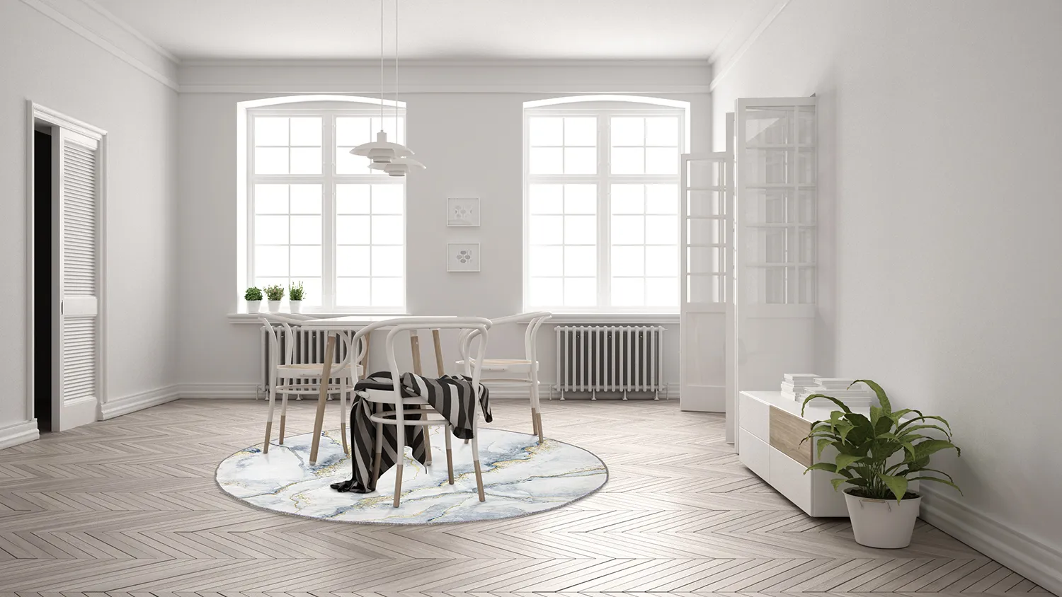 Tapis rond - Genova (blanc)