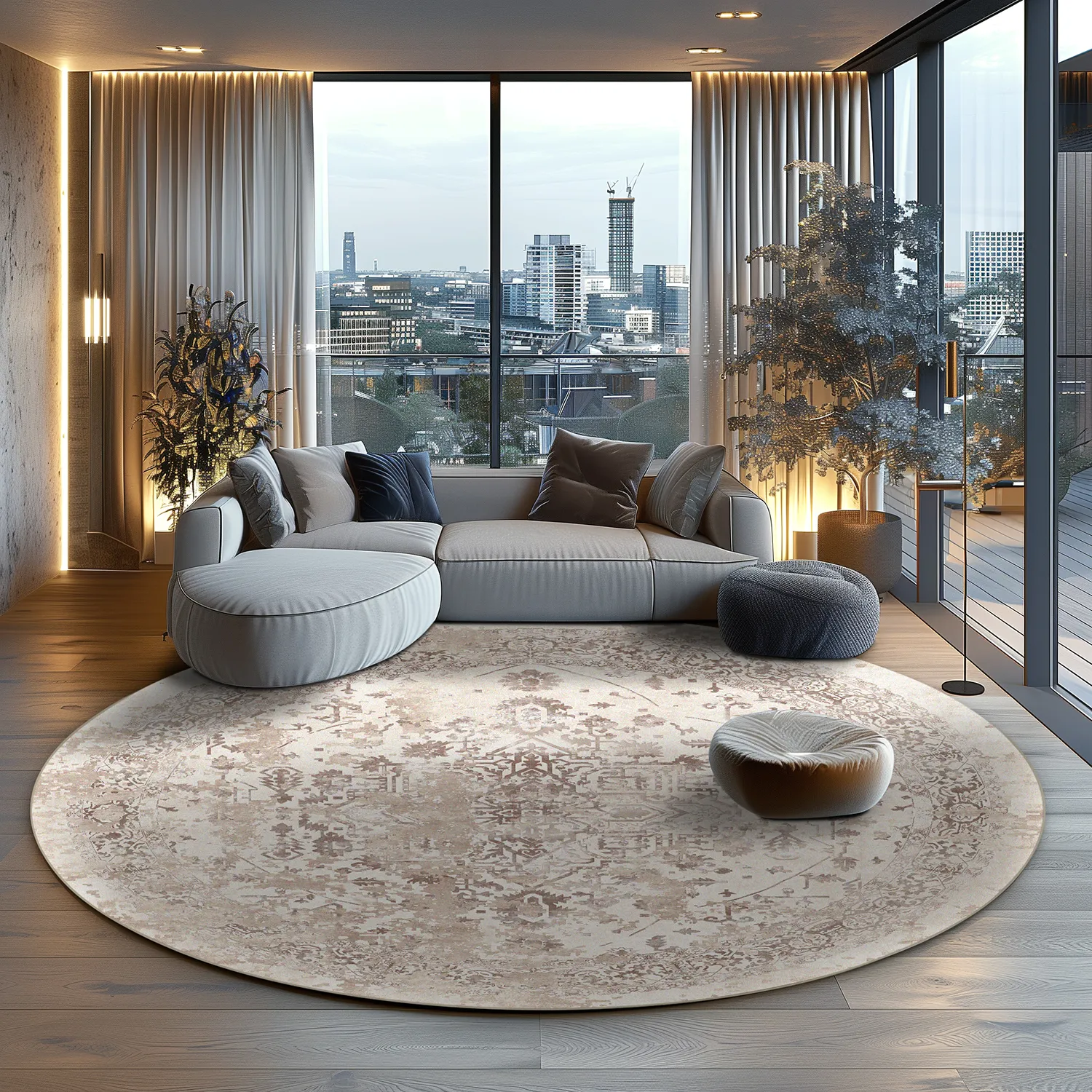 Tapis rond - Mateur (beige)
