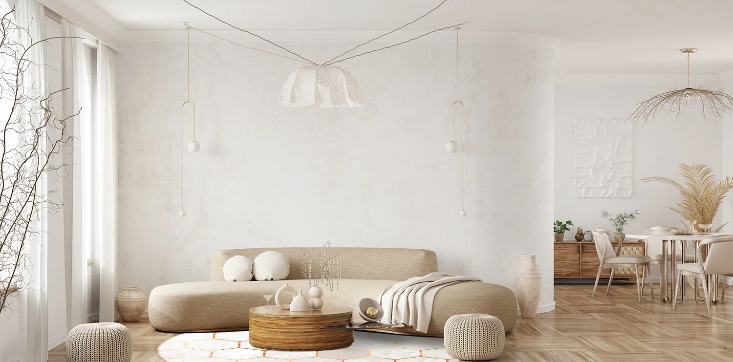 Tapis rond - Morino (beige/blanc/doré)