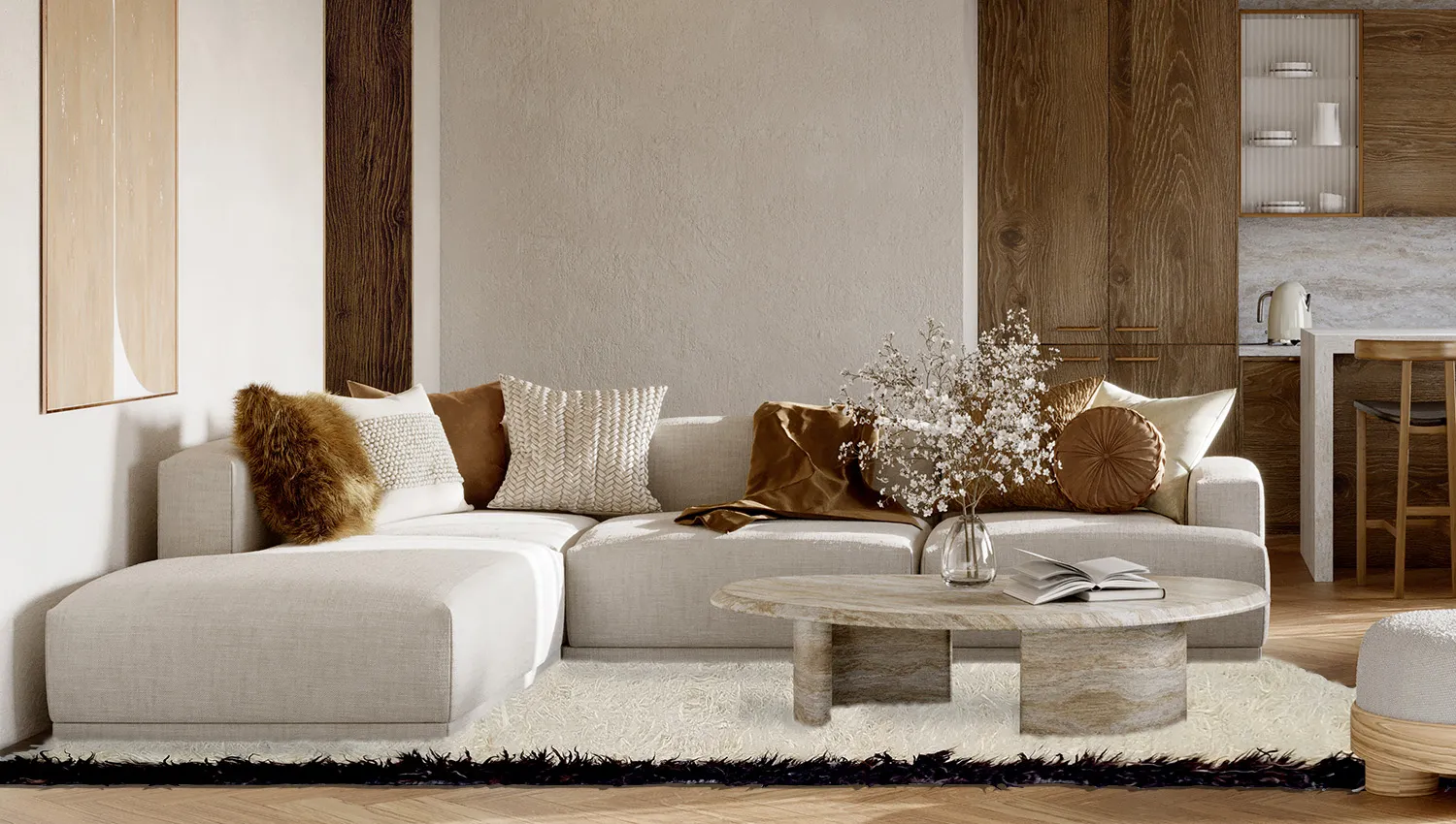 Tapis en laine - Nova (blanc/noir)