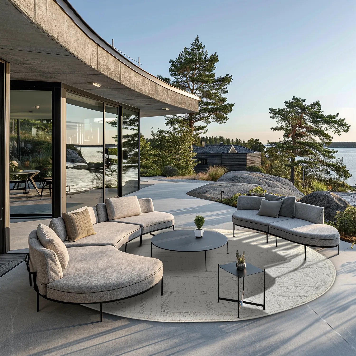 Tapis rond - Intérieur/Extérieur Shirley (crème)