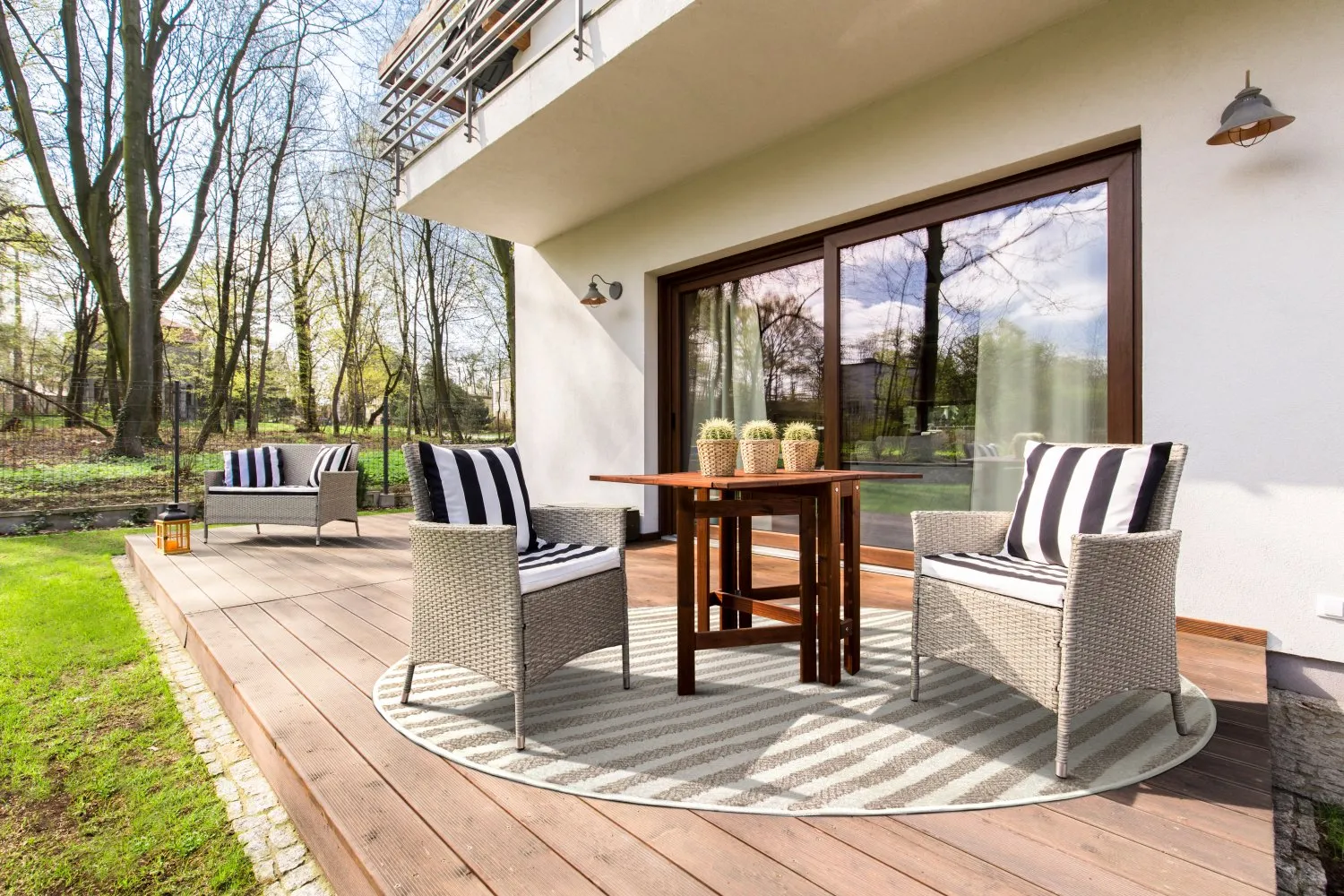 Tapis rond - Intérieur/Extérieur Baldwin (crème/beige)