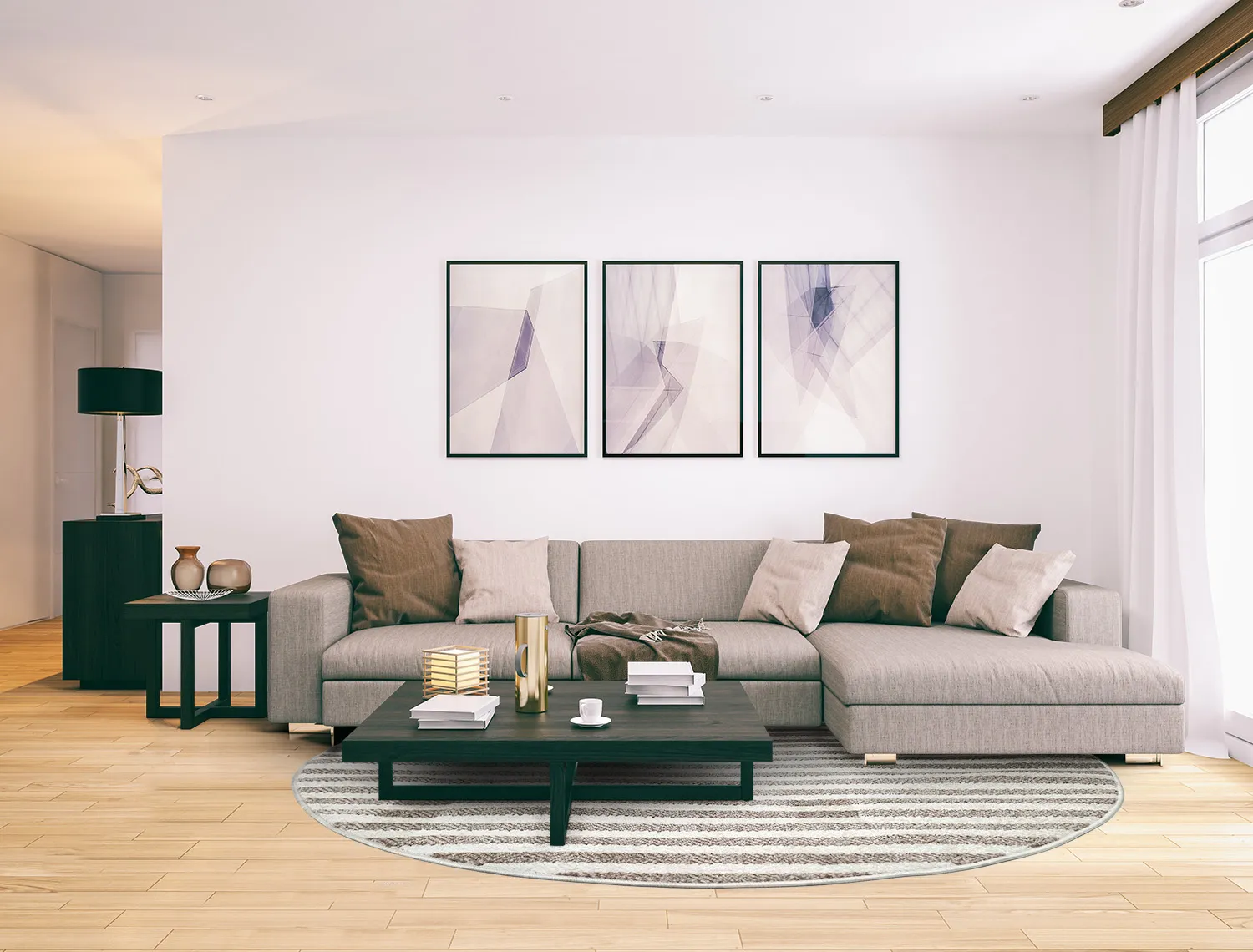 Tapis rond - Intérieur/Extérieur Baldwin (crème/beige)