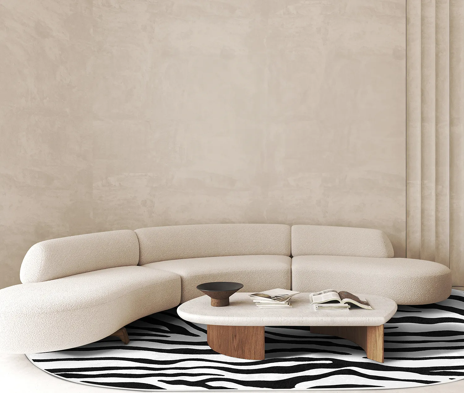 Tapis ovale - Zebra (noir/blanc)