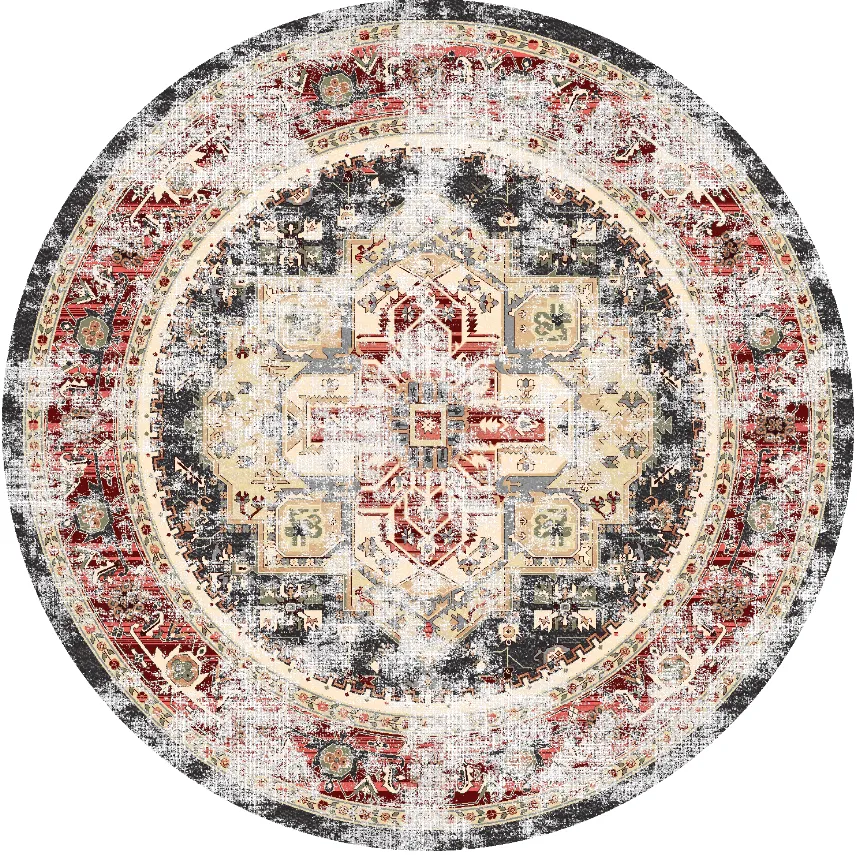 Tapis rond - Javis (rouge/multicolore)