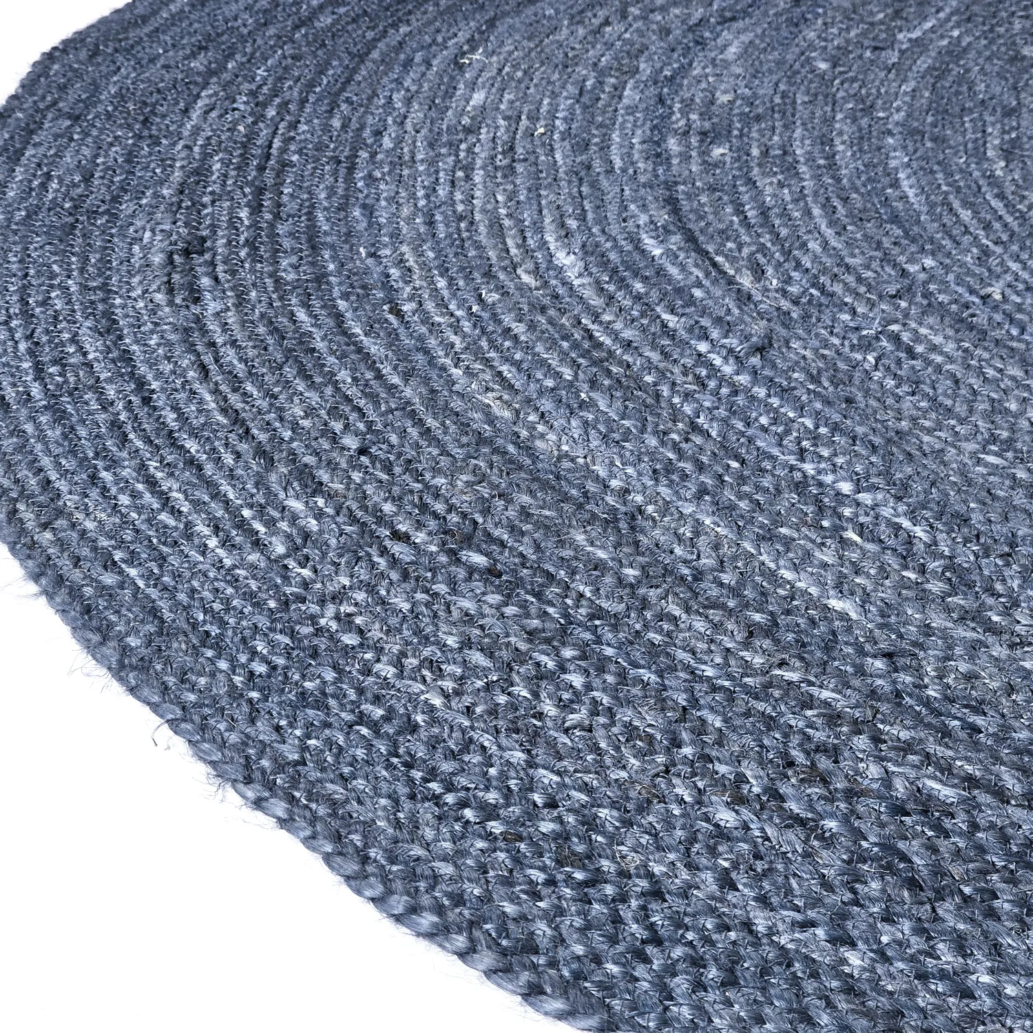 Tapis rond en jute - Amasia (bleu)