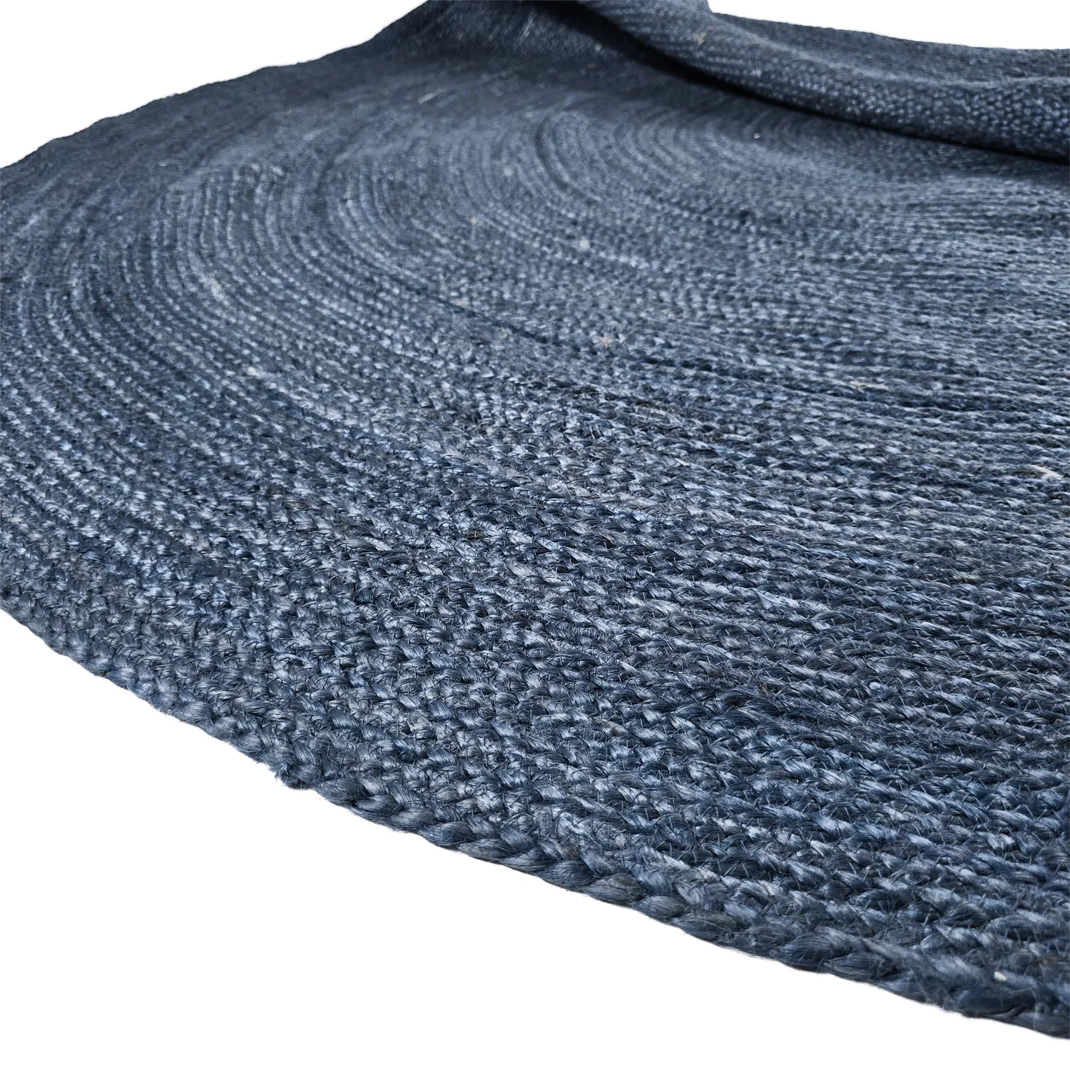 Tapis rond en jute - Amasia (bleu)