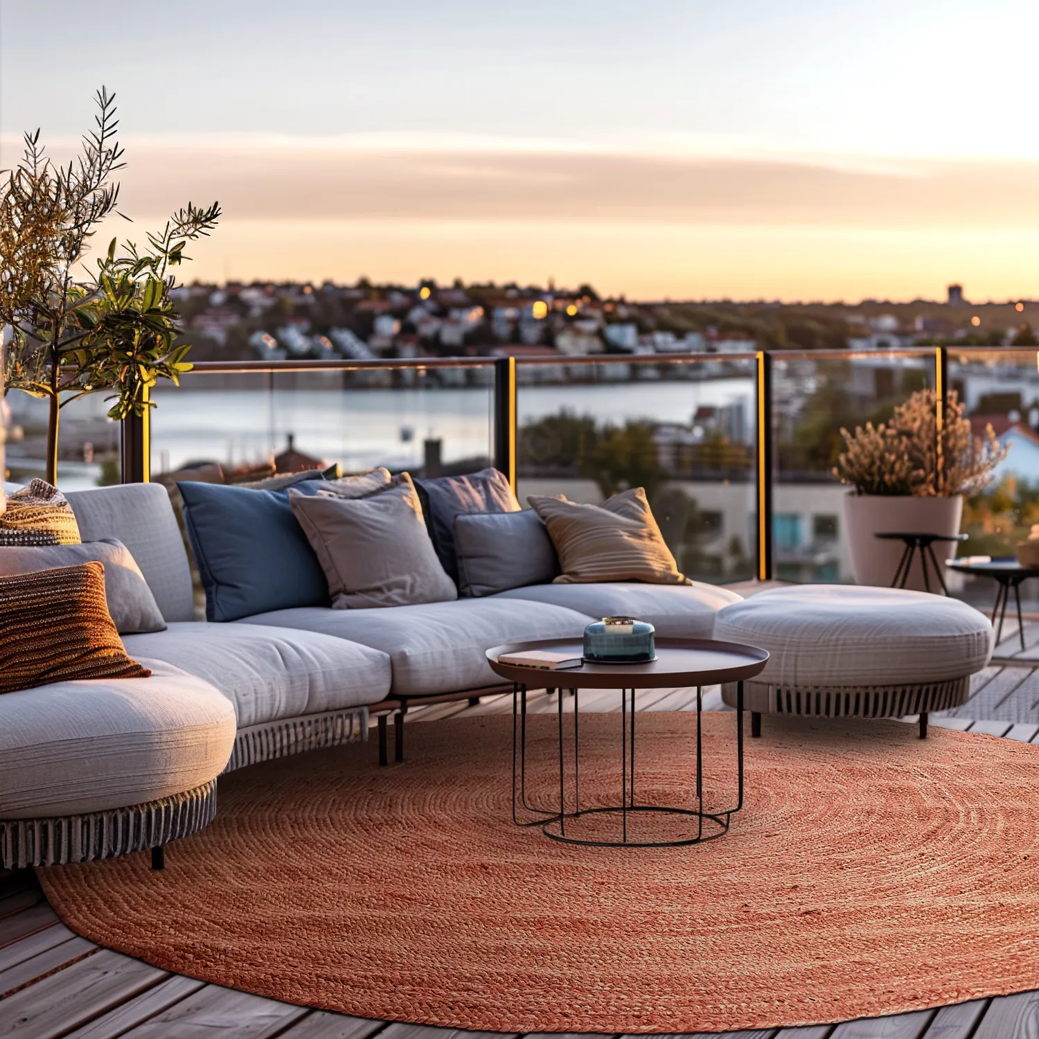 Tapis rond en jute - Amasia (châtaigne)