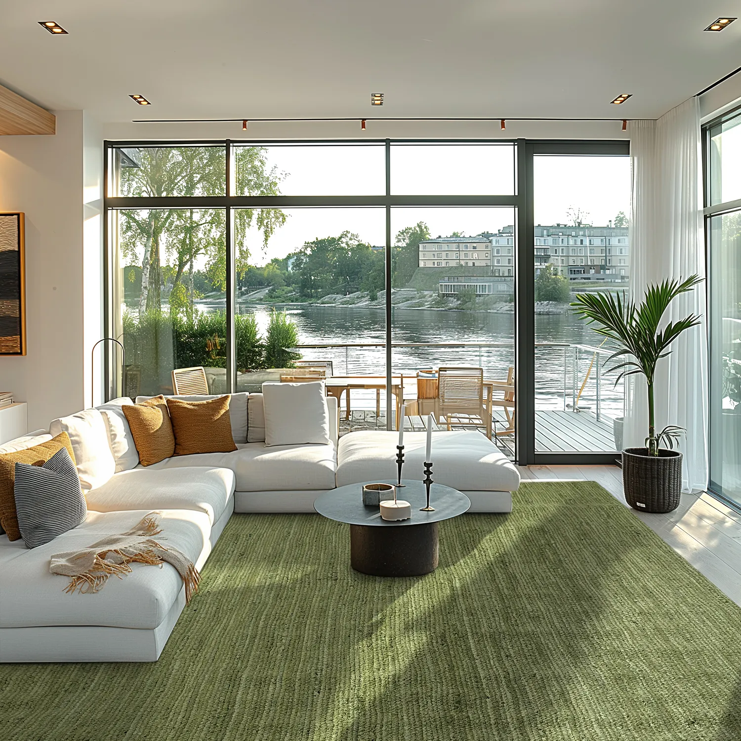 Tapis en jute - Amasia (vert militaire)