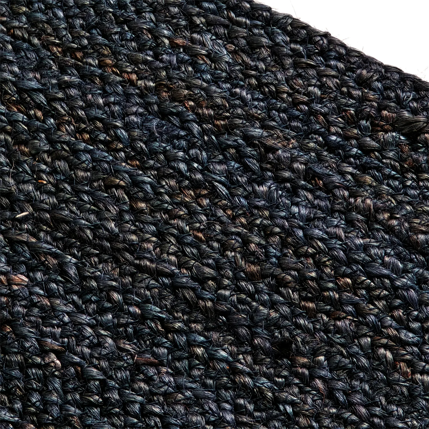 Tapis rond en jute - Amasia (bleu foncé)