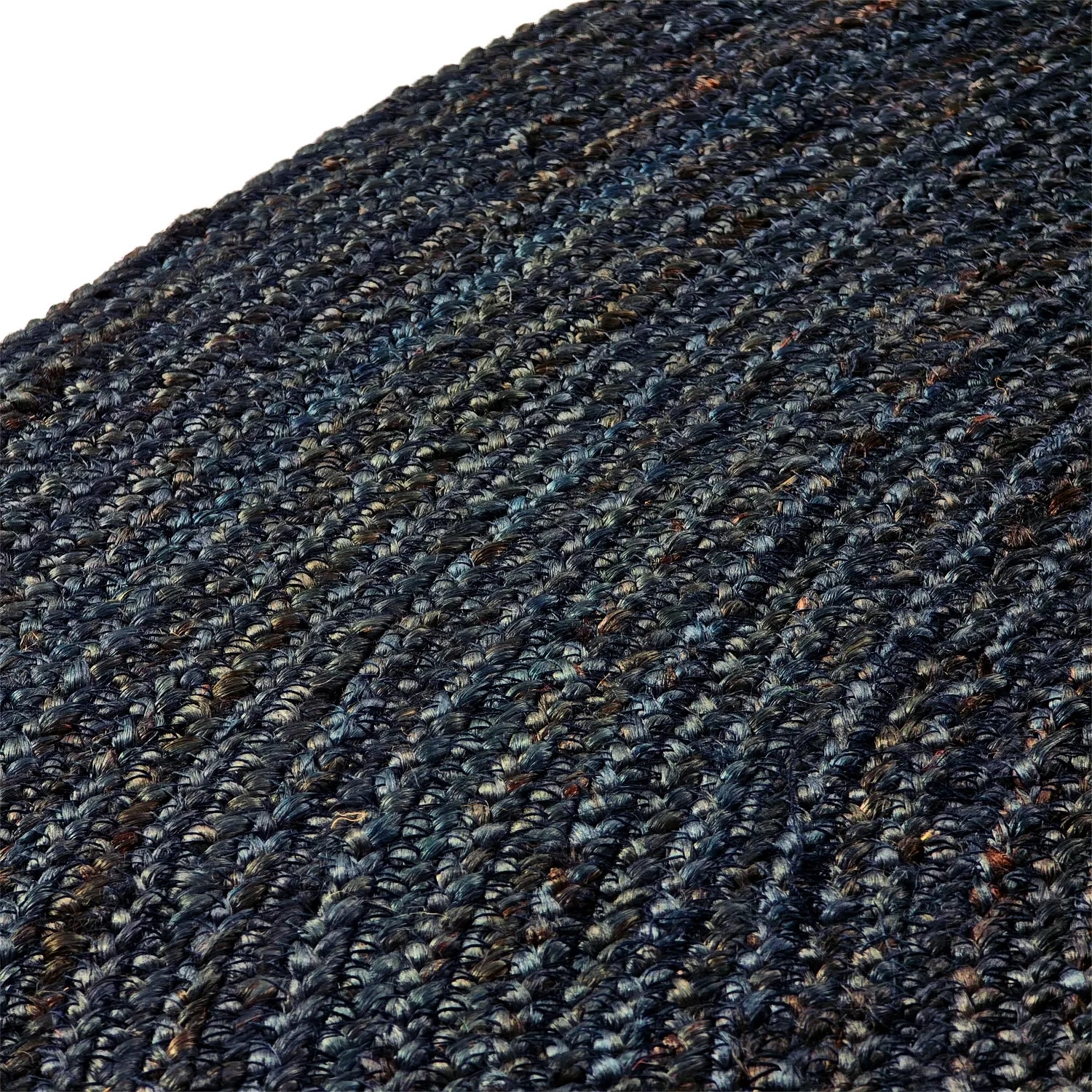 Tapis rond en jute - Amasia (bleu foncé)