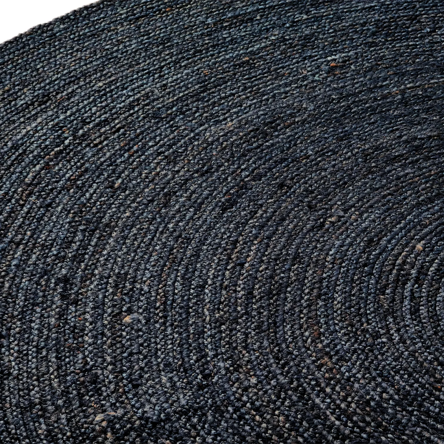 Tapis rond en jute - Amasia (bleu foncé)