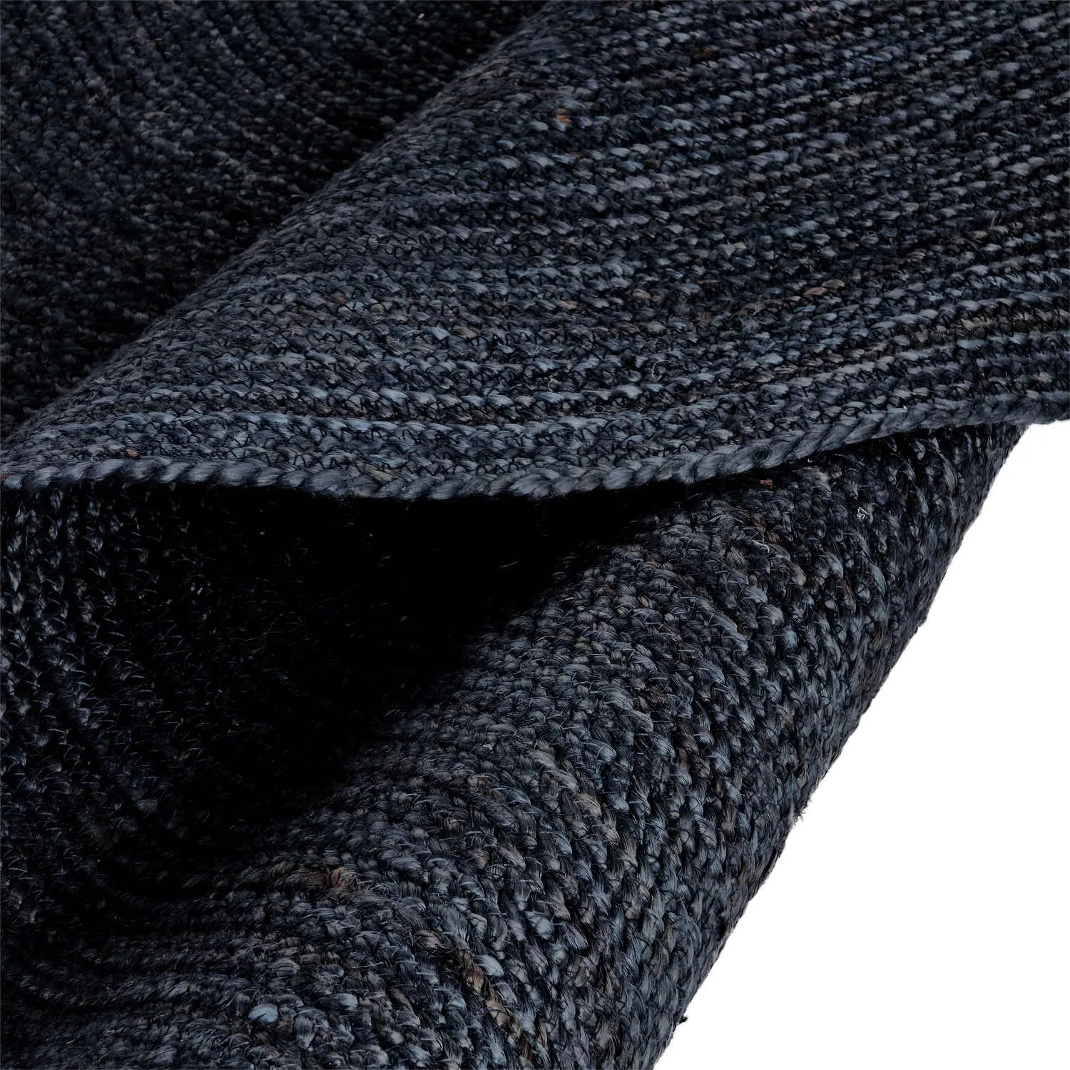 Tapis rond en jute - Amasia (bleu foncé)