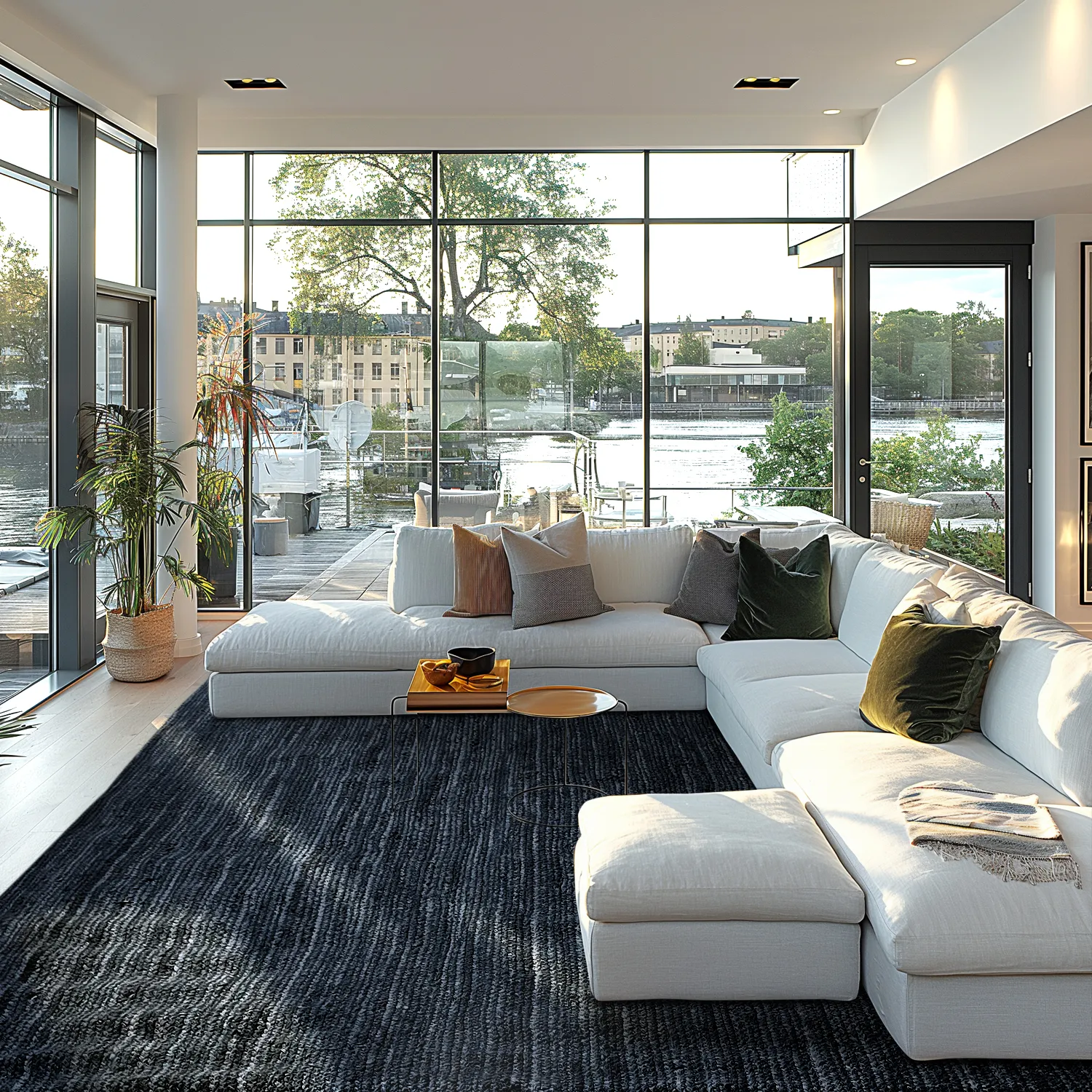 Tapis en jute - Amasia (bleu foncé)
