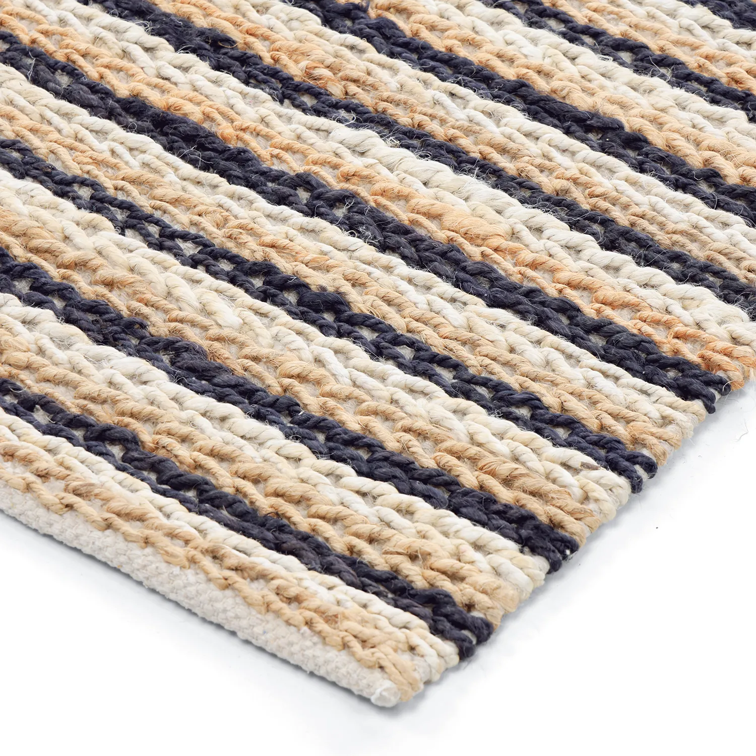 Tapis chanvre - Howrah Braided Jute (naturel/blanc/noir)