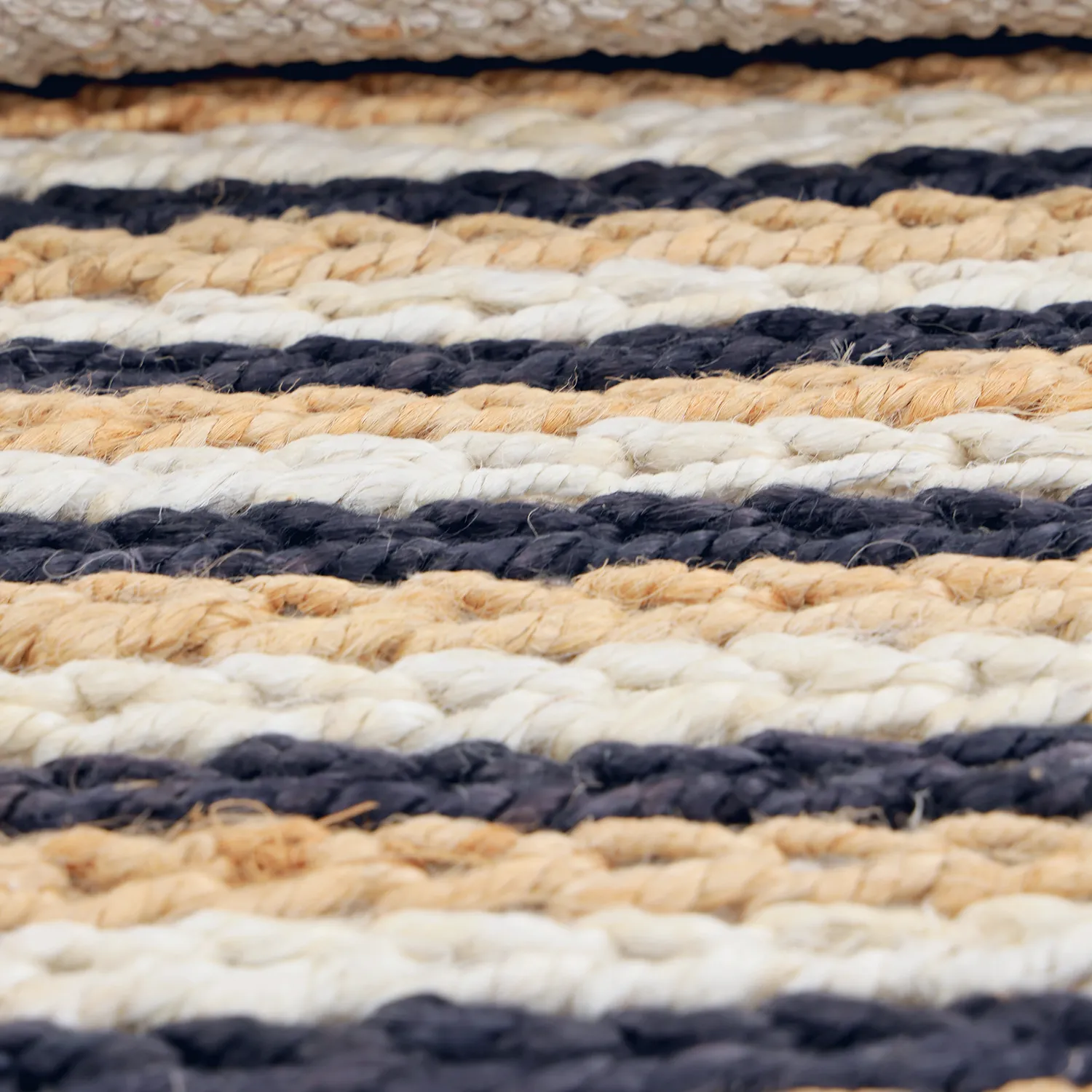 Tapis chanvre - Howrah Braided Jute (naturel/blanc/noir)