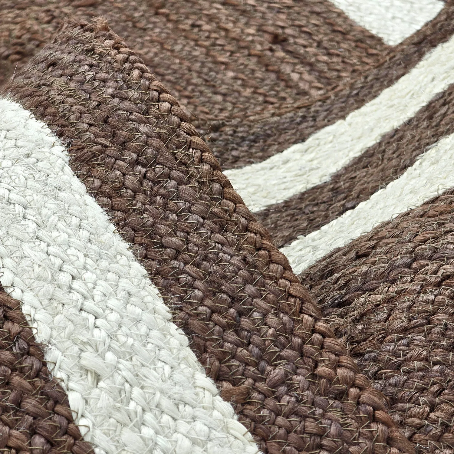 Tapis chanvre - Jessore (marron/blanc)