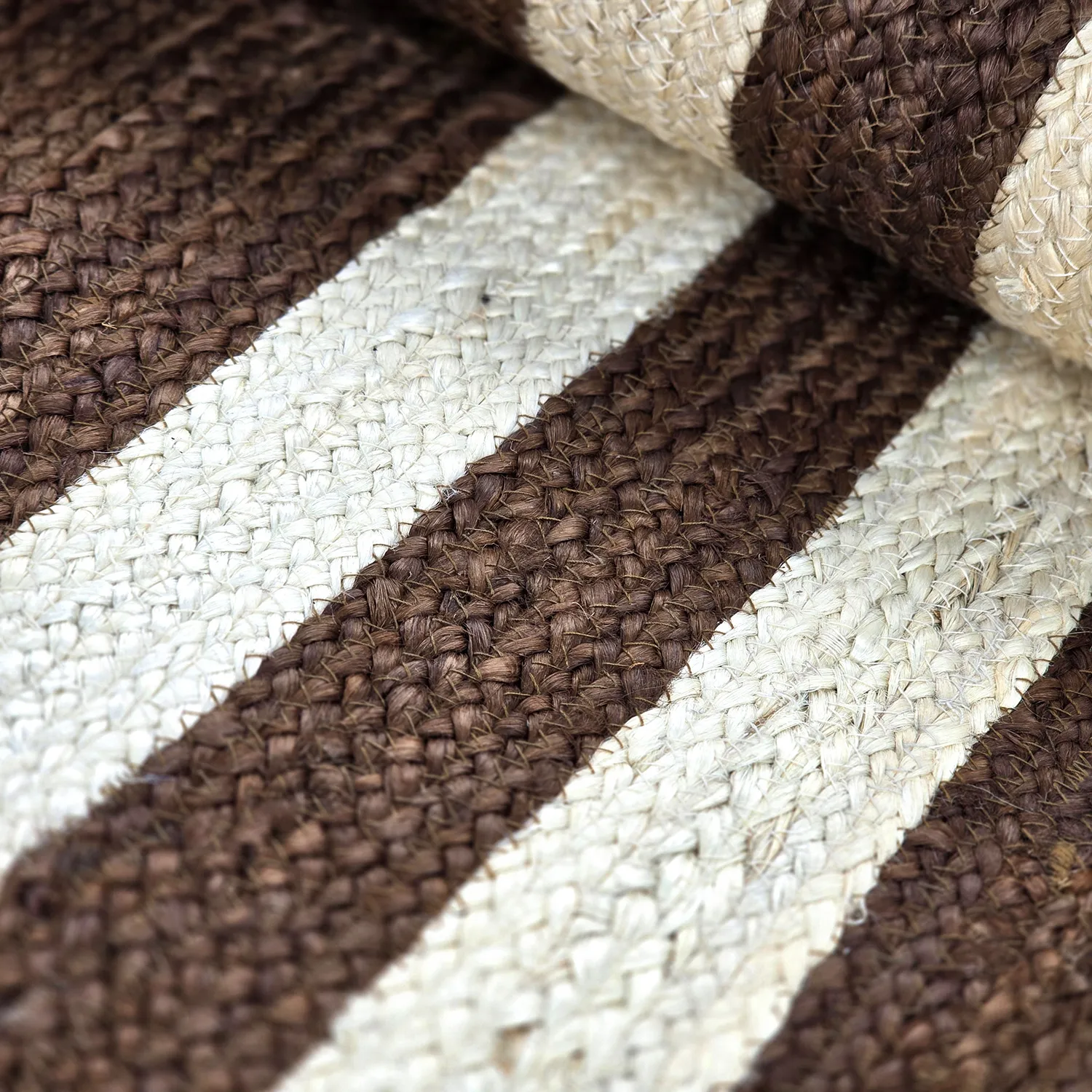 Tapis chanvre - Jessore (marron/blanc)