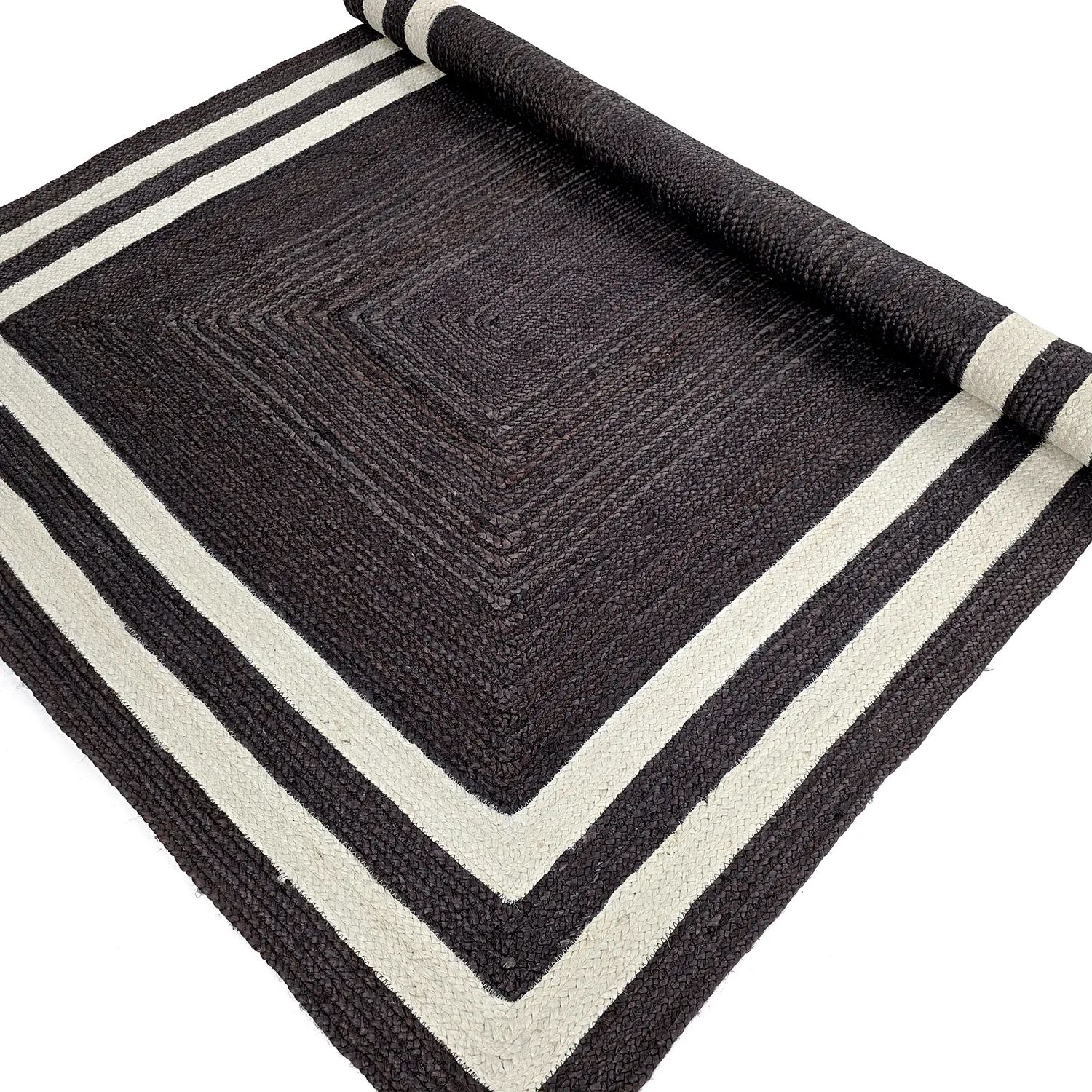 Tapis chanvre - Jessore (taupe foncé/blanc)
